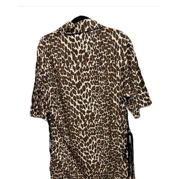 Tory Burch NWT Reva Leopard Shirt Dress Animal Print Pockets Mini Dress Size 6 - Picture 8 of 11